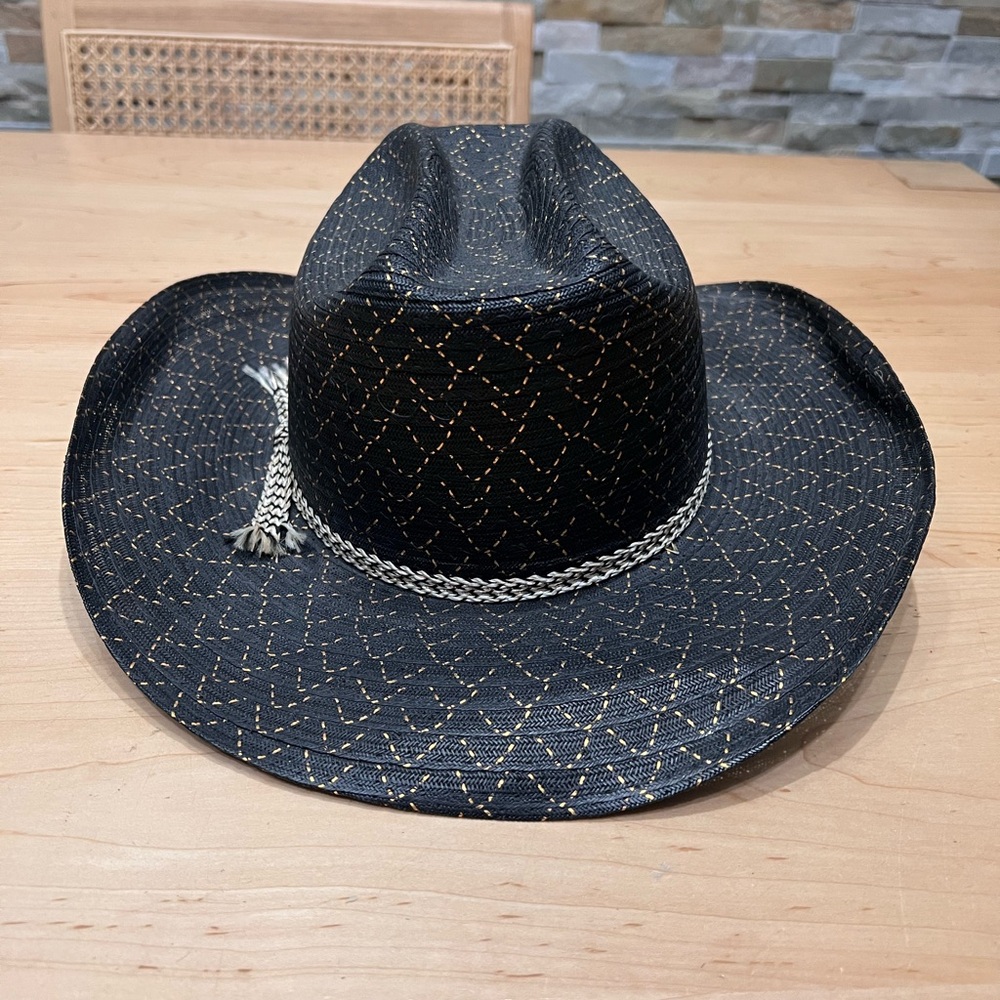 Vintage Denver Black and Gold cowboy western Hat 7 1/8